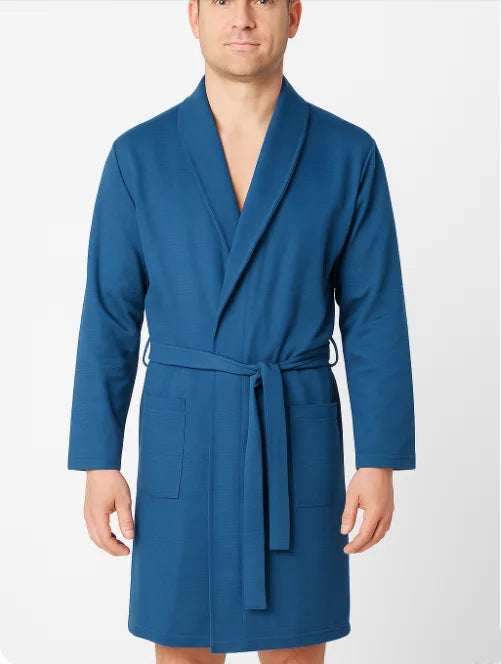 Sliponline Outfitter heren wafel badjas - Blue colors