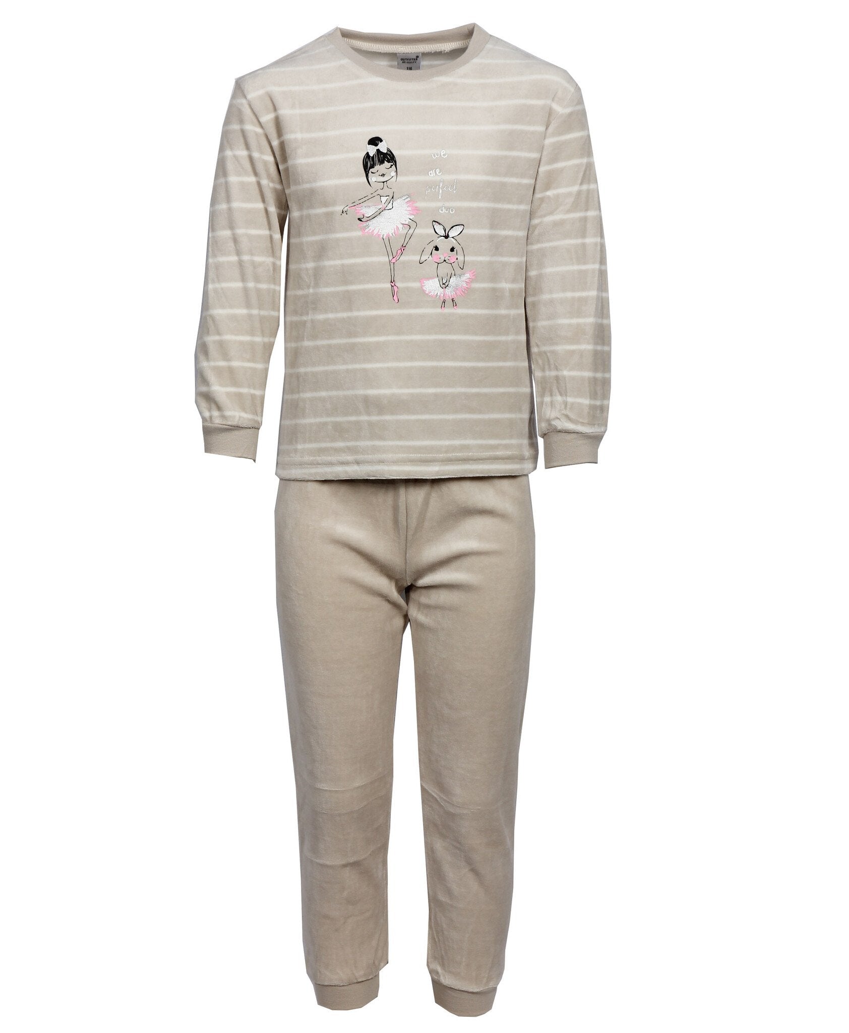 Sliponline Outfitter velours meisjes pyjama - Ballet - 92 T/M 116
