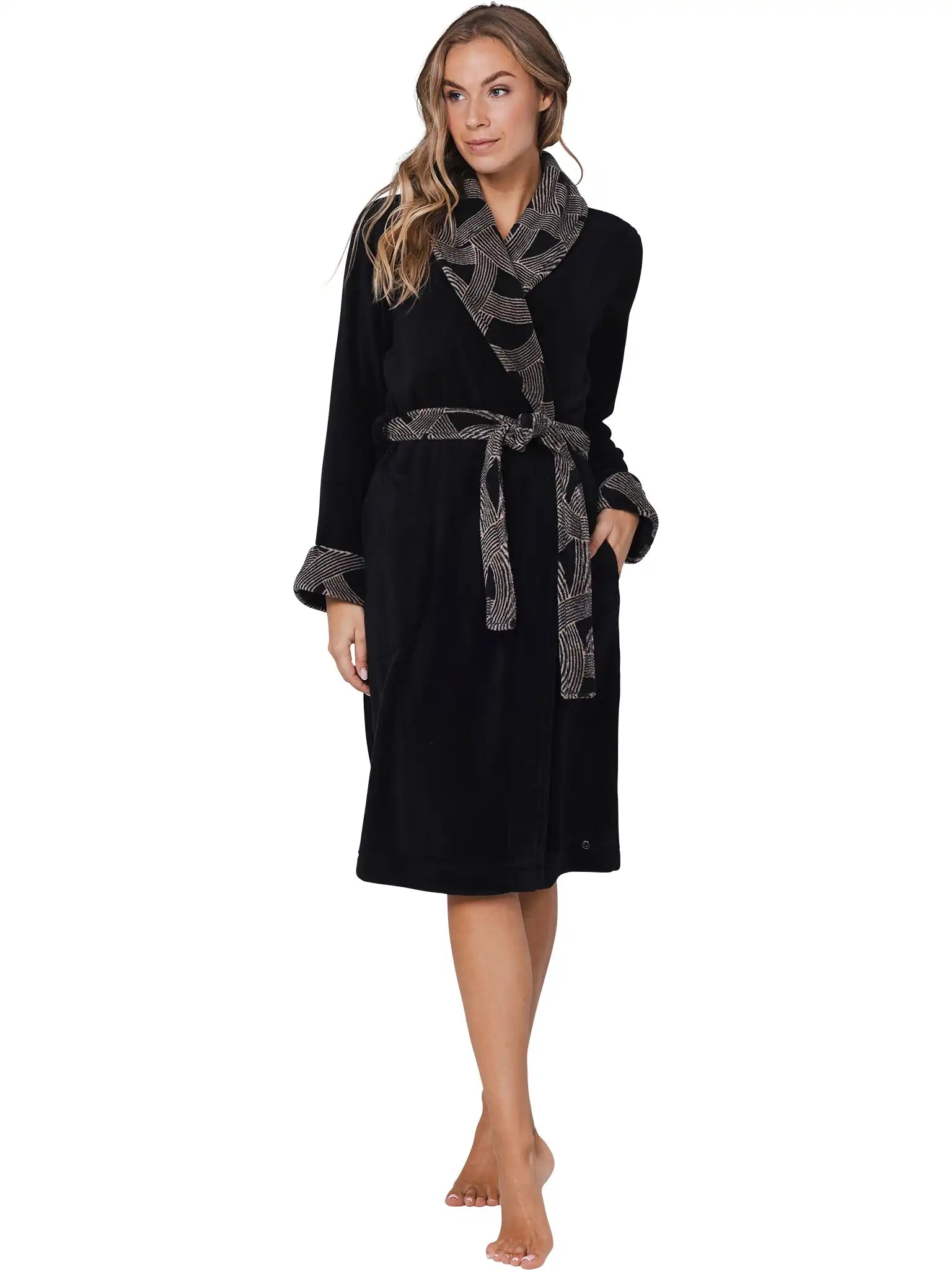 Sliponline Pastunette dames Fleece Badjas - Zwart - Morning Gown
