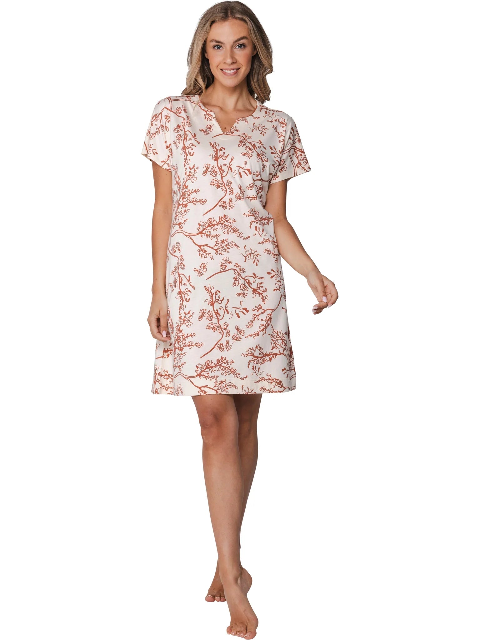 Sliponline Pastunette dames nachthemd korte mouw -  Blossom