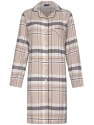 Sliponline Pastunette flanellen dames nachthemd - Light beige