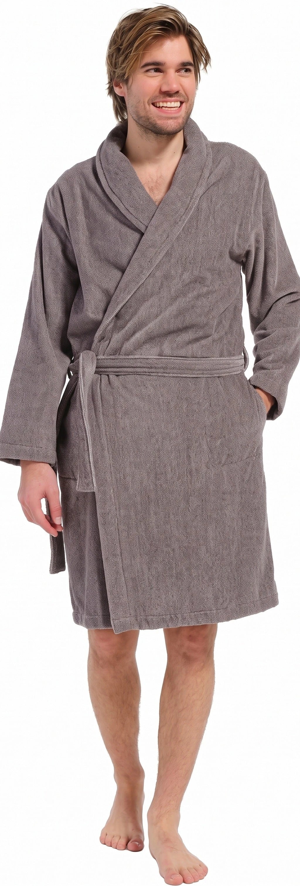 Sliponline Pastunette heren badjas Velours - 115CM - Grey