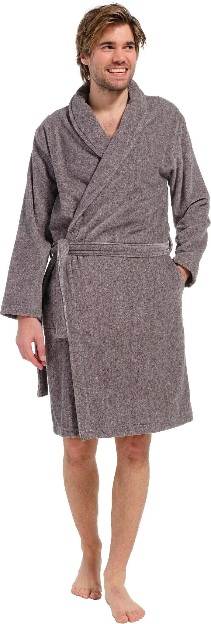 Sliponline Pastunette heren badjas Velours - 115CM - Grey