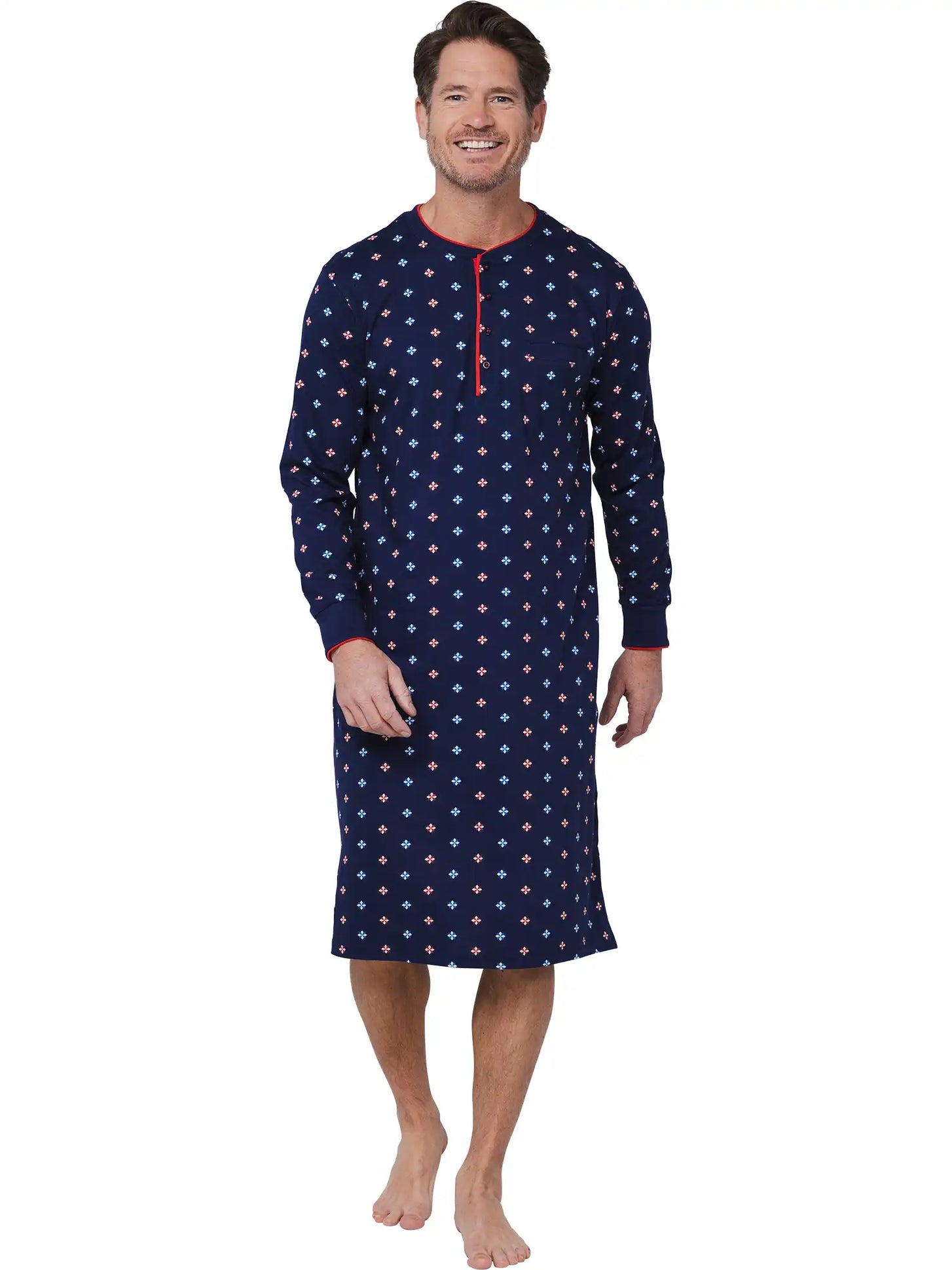 Sliponline Pastunette Heren Nachthemd - Donkerblauw met print