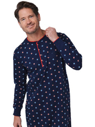 Sliponline Pastunette Heren Nachthemd - Donkerblauw met print