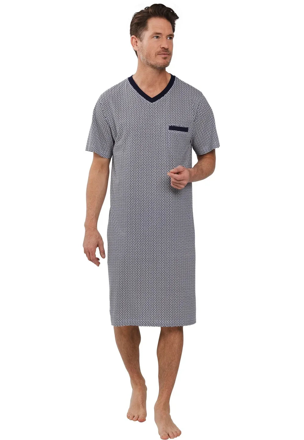 Sliponline Pastunette Heren Nachthemd - Donkerblauw met print