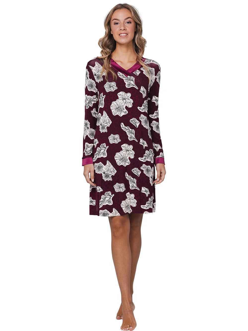 Sliponline Pastunette Premium viscose dames nachthemd - Burgundy - Luxe