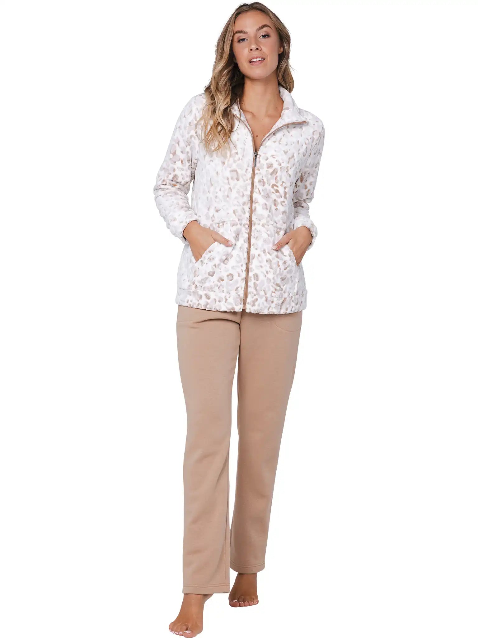 Sliponline Pastunette Teddy Huispak Dames Fleece -Animal