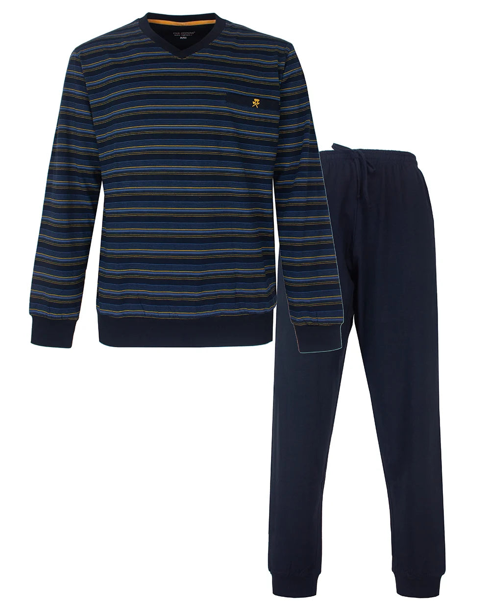 Sliponline Paul Hopkins pyjama heren lange mouw V-hals - Dark blue