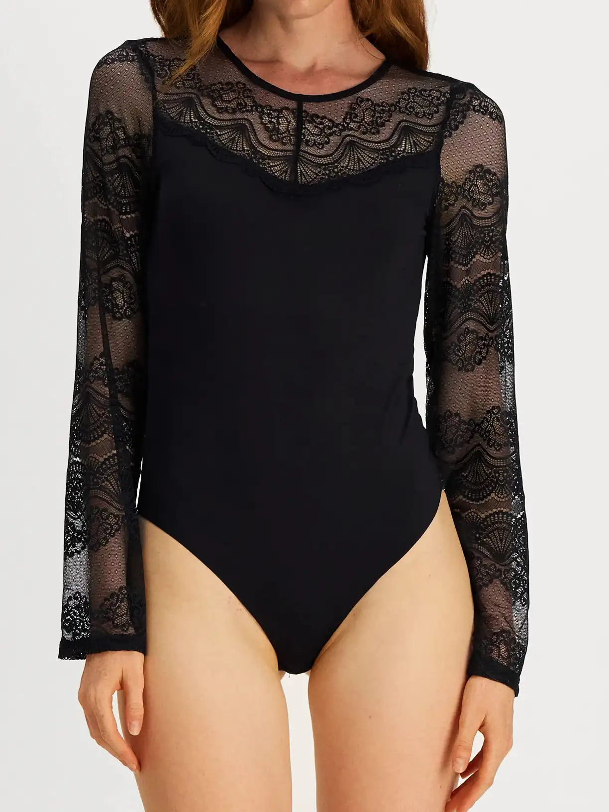 Sliponline Pieces kanten body dames - Lace top Sinna - Zwart