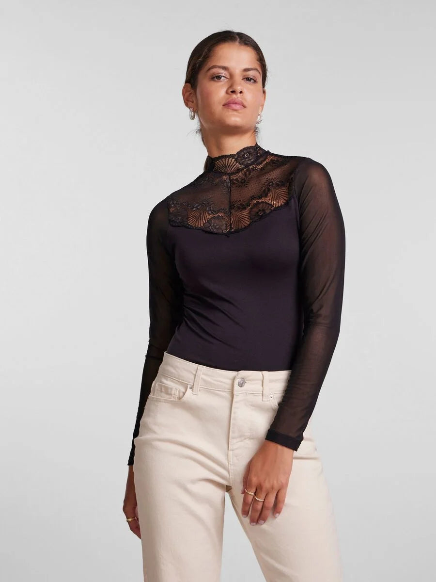 Sliponline Pieces kanten body lange mouw- Naya Bodystocking