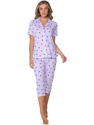 Sliponline Rebelle capri pyjama dames doorknoop - Waterflower