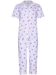 Sliponline Rebelle capri pyjama dames doorknoop - Waterflower