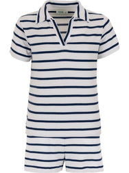 Sliponline Rebelle dames shortama - Blue Bay - Wit gestreept