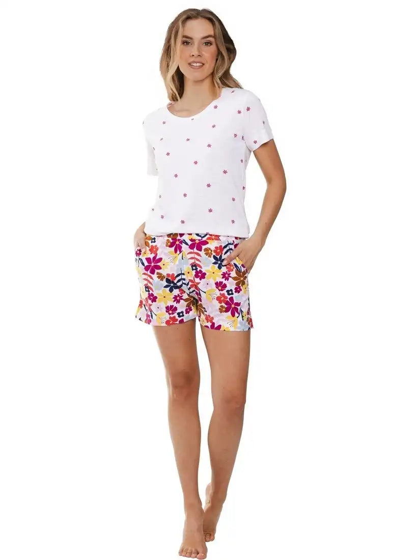 Sliponline Rebelle dames shortama katoen - Pink Bloom