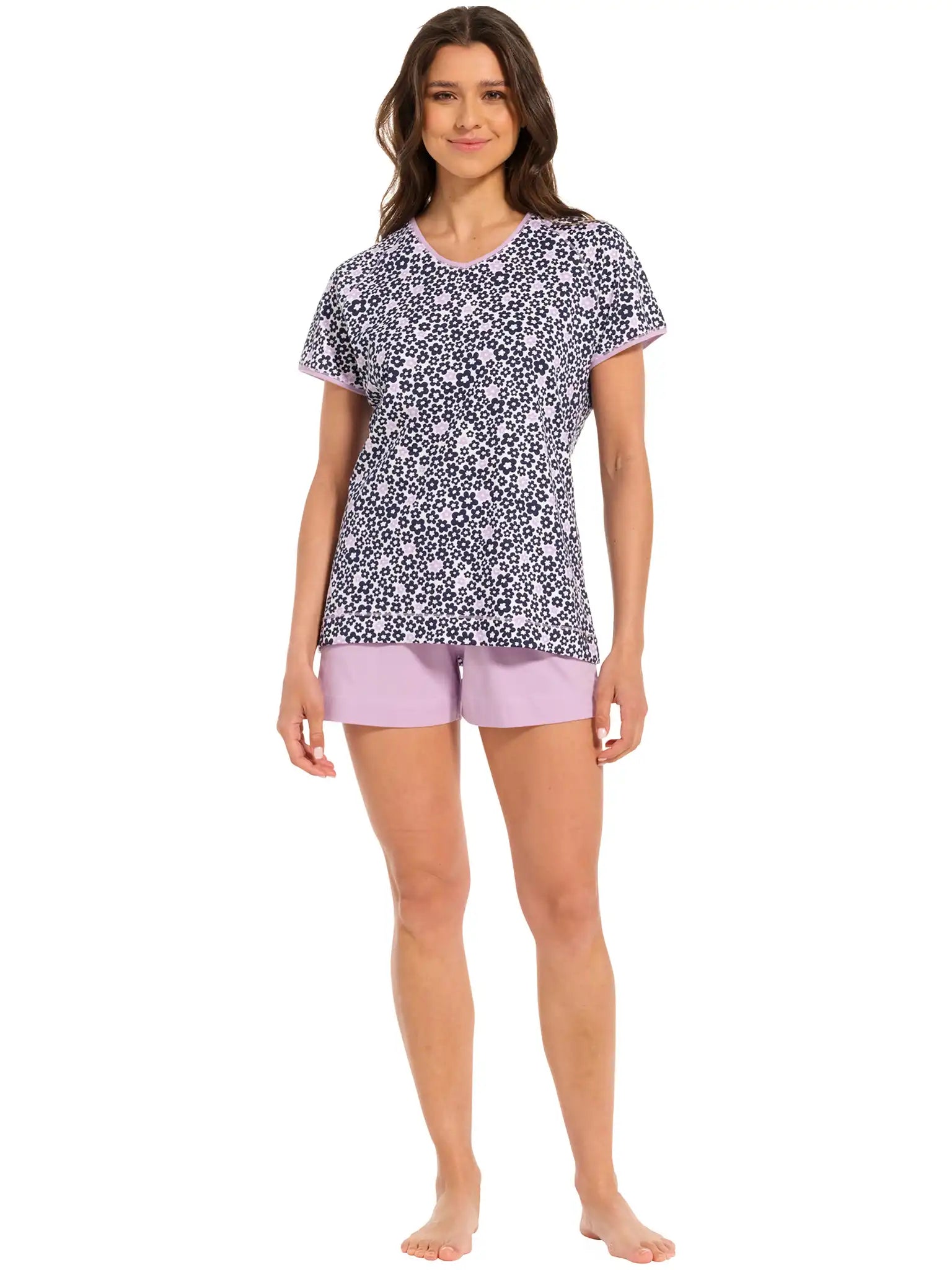 Sliponline Rebelle dames shortama - Pink Flower