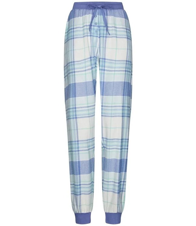Sliponline Rebelle Flanellen dames lange pyjamabroek - Mix en Match - Blauw ruit