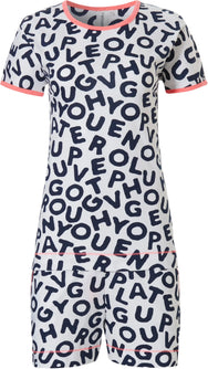 Sliponline Rebelle meisjes shortama - White Letters