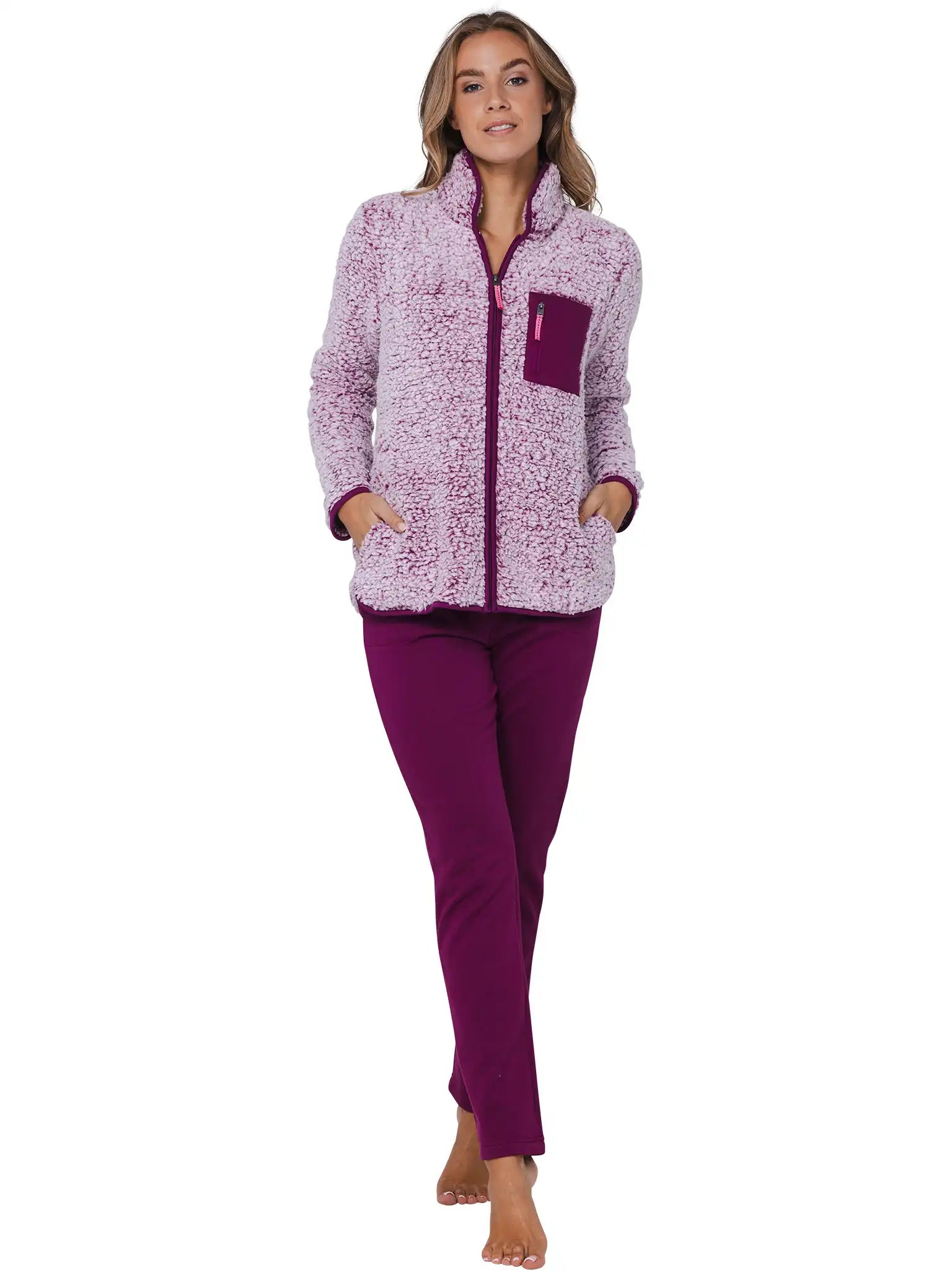 Sliponline Rebelle Teddy Huispak Dames Fleece - Paars
