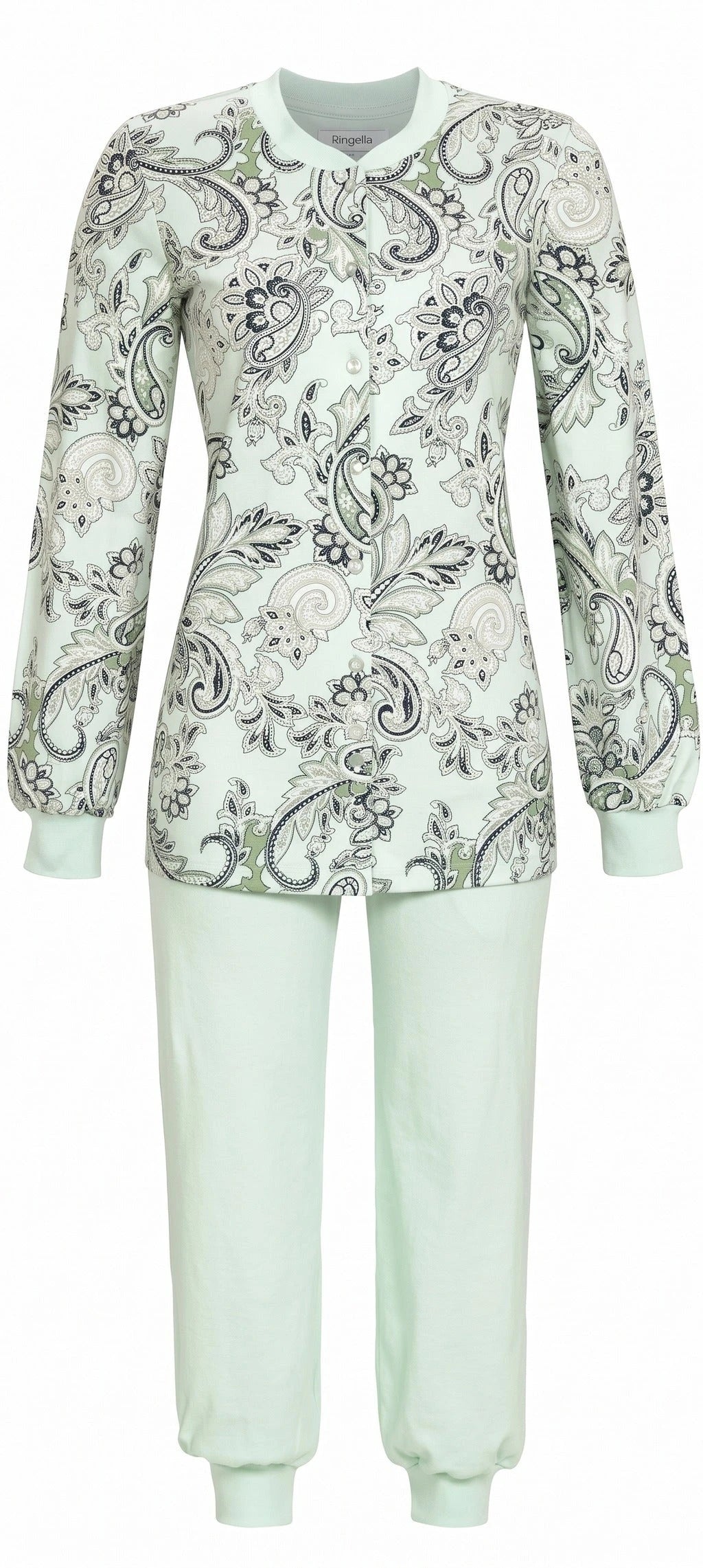 Sliponline Ringella dames pyjama met knoopsluiting - lange mouwen - Paisley mint