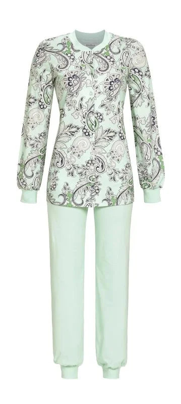 Sliponline Ringella dames pyjama met knoopsluiting - lange mouwen - Paisley mint