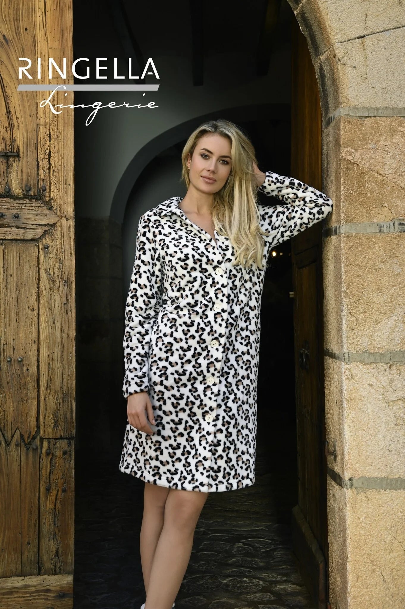 Sliponline Ringella Fleece badjas dames - Panter
