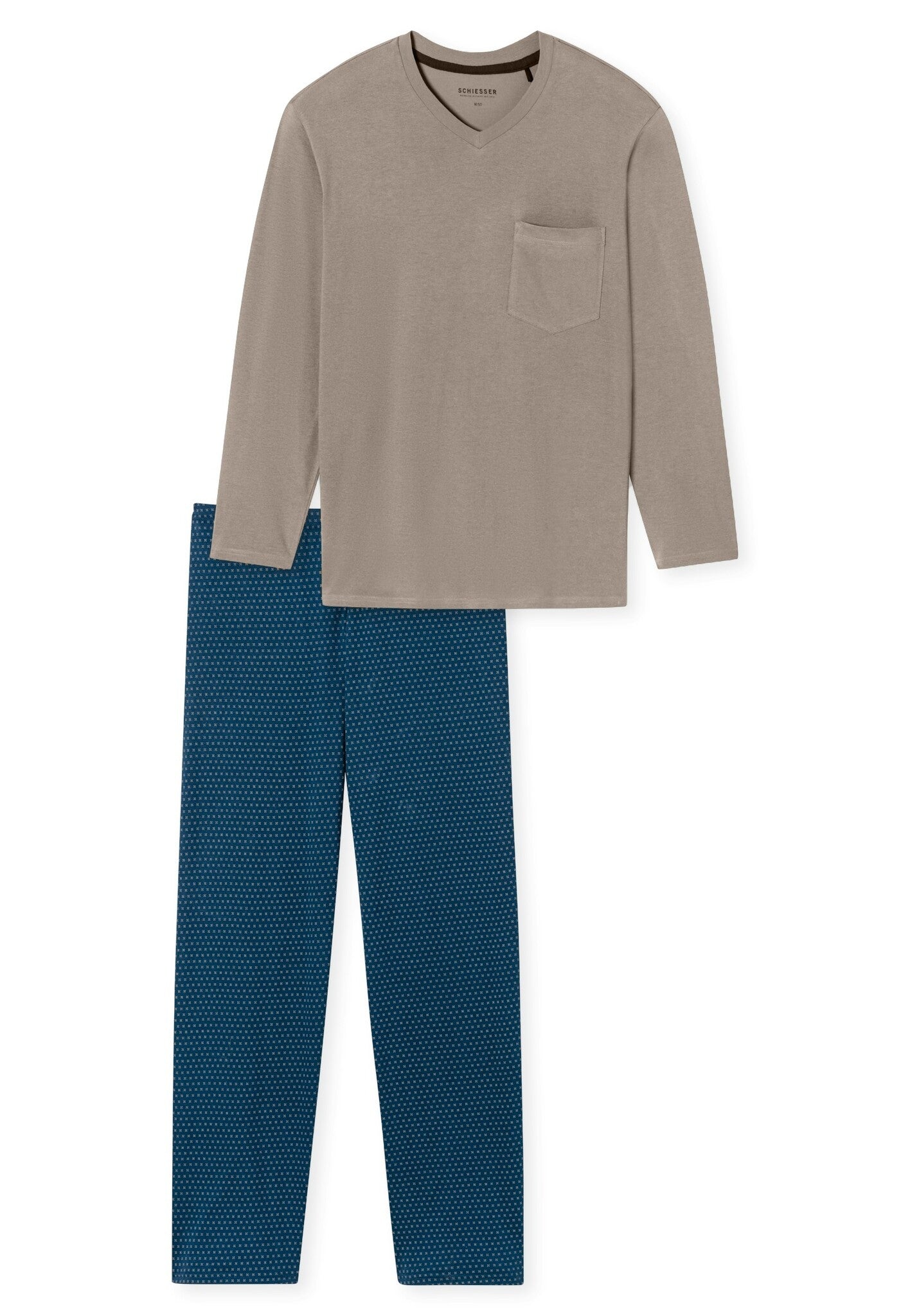Sliponline Schiesser heren pyjama - Bruin - Comfort Fit