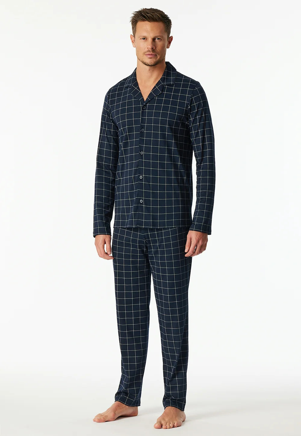Sliponline Schiesser heren pyjama lang - Knoopsluiting