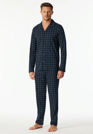 Sliponline Schiesser heren pyjama lang - Knoopsluiting