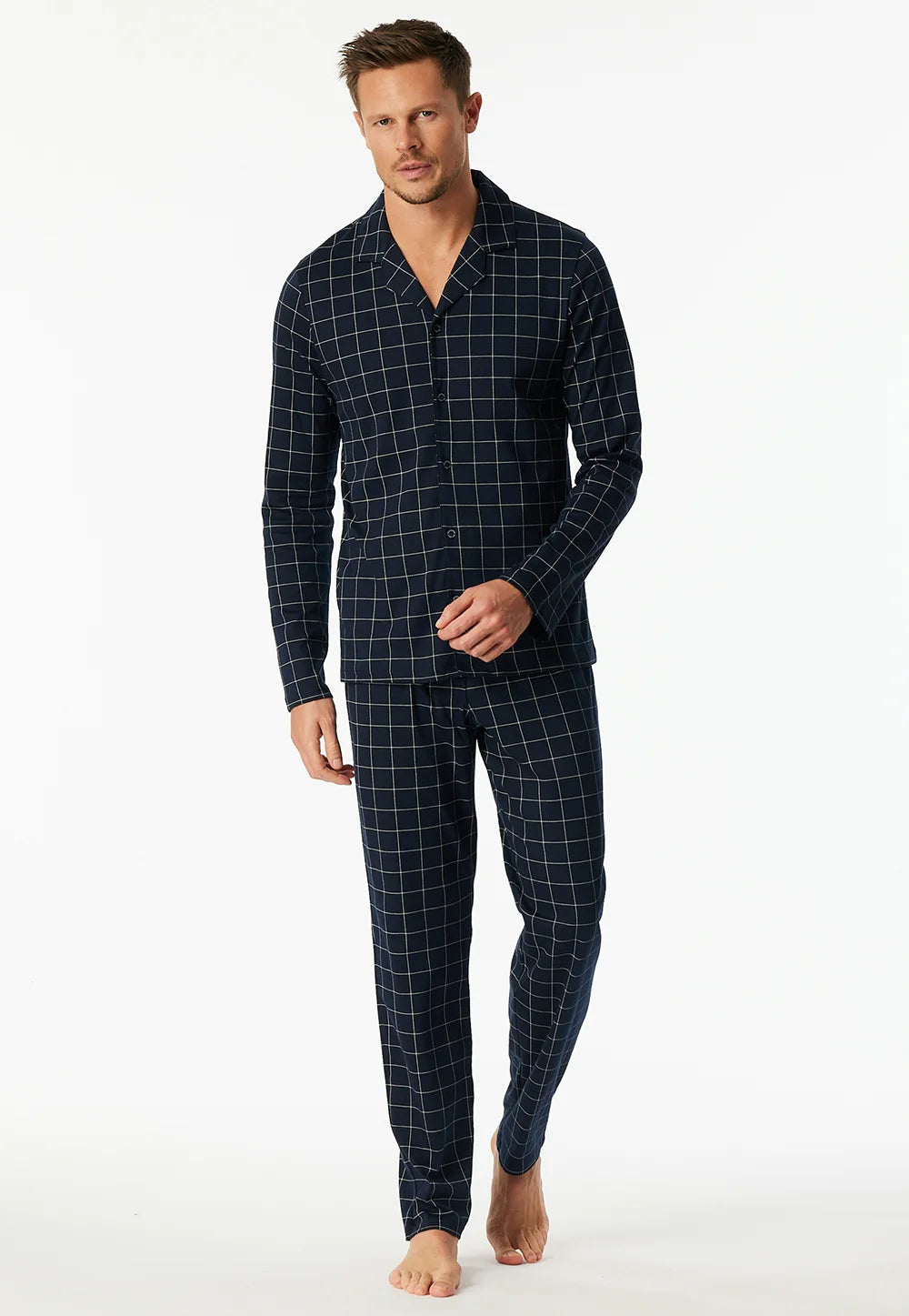 Sliponline Schiesser heren pyjama lang - Knoopsluiting