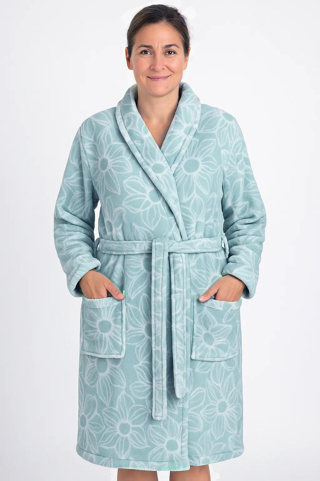 Sliponline Tenderness dames badjas fleece - Aqua blauw