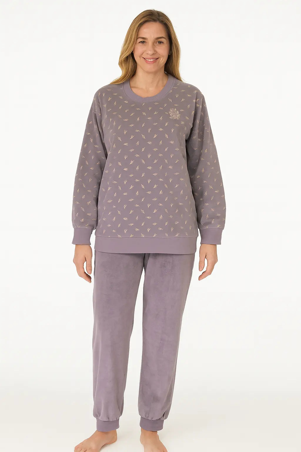 Sliponline Tenderness dames pyjama Velours - Lila Flower