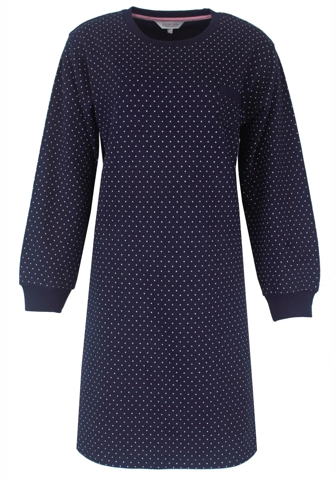 Sliponline Tenderness fleece dames nachthemd lange mouw - Blue Dots