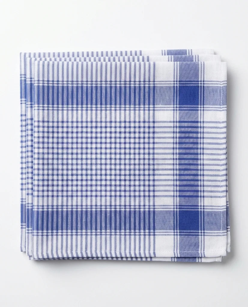 Sliponline Tiseco 12 stuks Heren zakdoeken Vichy Blauw