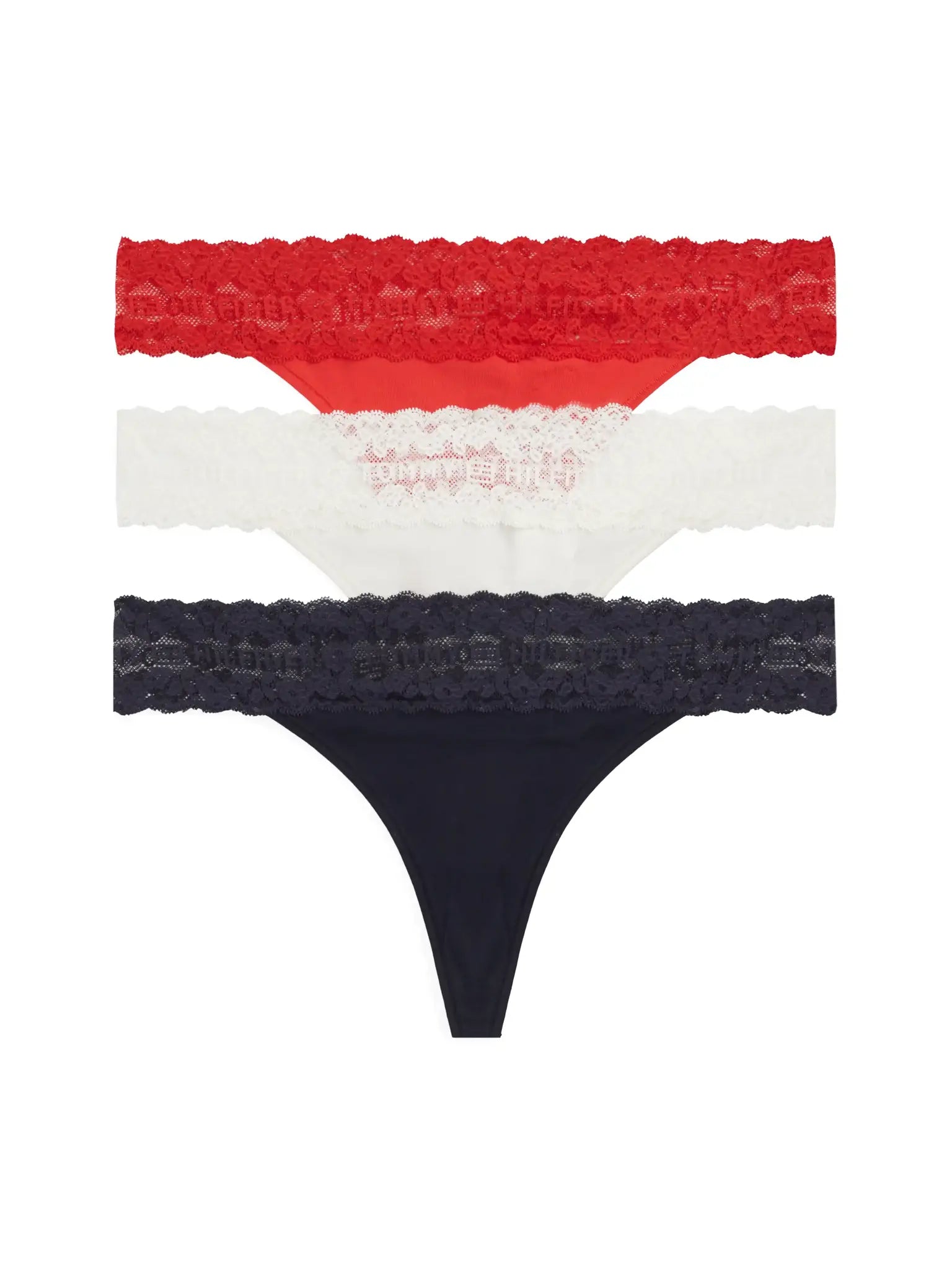 Sliponline Tommy Hilfiger 3-Pack Dames Strings - Thong - Kant