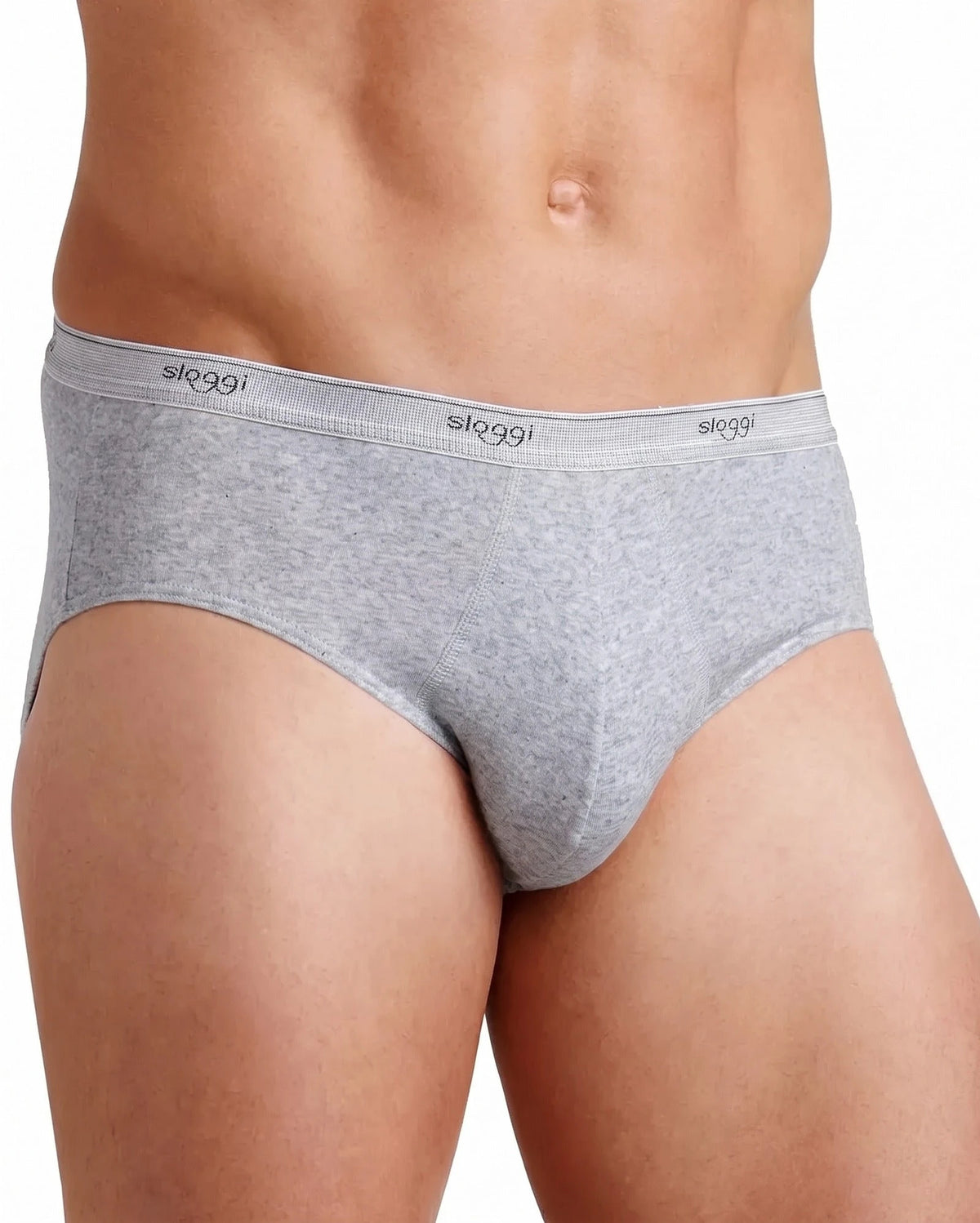 Grijs | voor | Vooraanzicht op model, grijs – Sloggi 6-pak Basic Midi heren slips