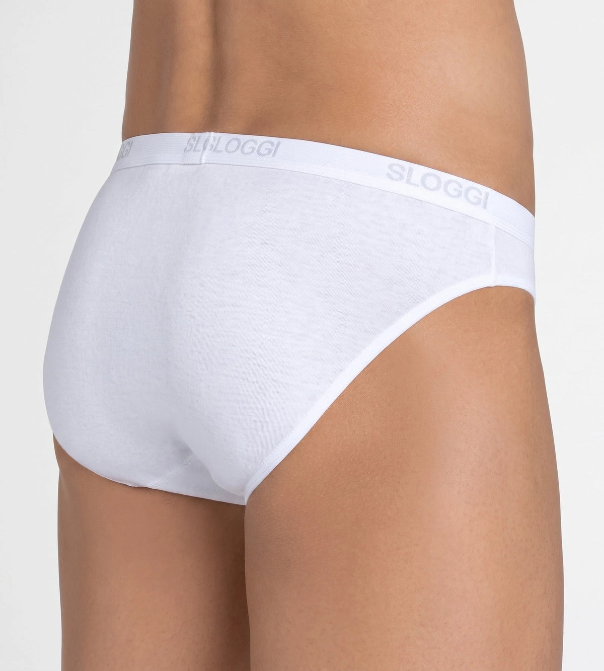 Wit | achter | Achteraanzicht op model, wit – Sloggi 2-pack Basic Mini Heren slips