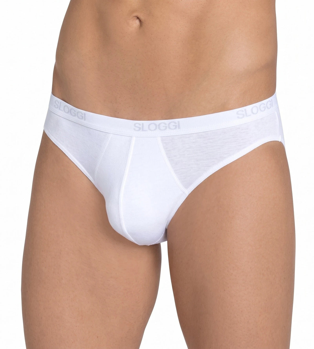 Wit | voor | Vooraanzicht op model, wit – Sloggi 2-pack Basic Mini Heren slips