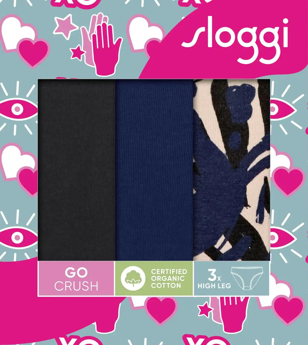 Sloggi Sloggi 3-pack Crush Go - High legs slips dames