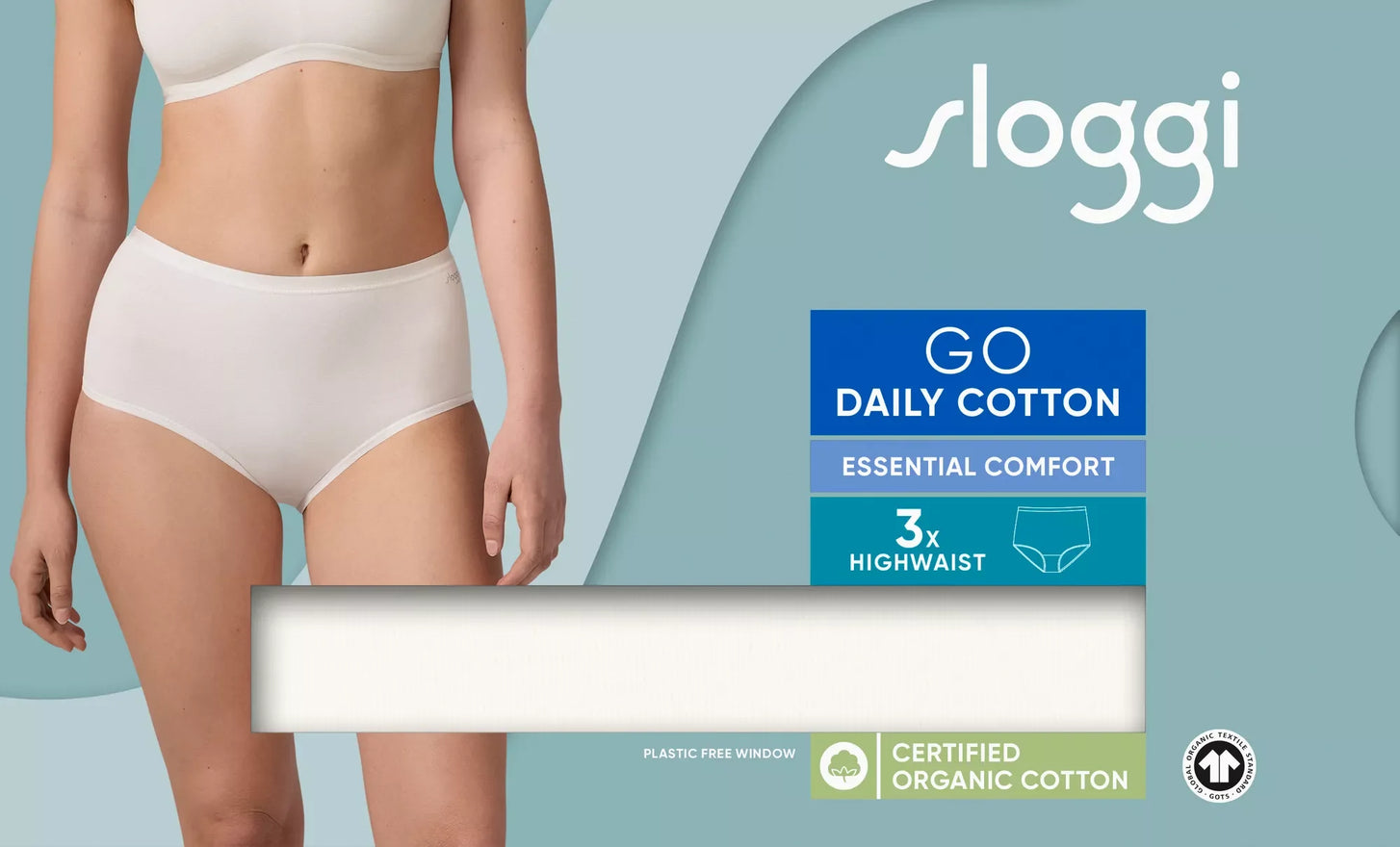 Sloggi Sloggi 3-pack dames Go High Waist slip - Daily biologisch katoen taille slips