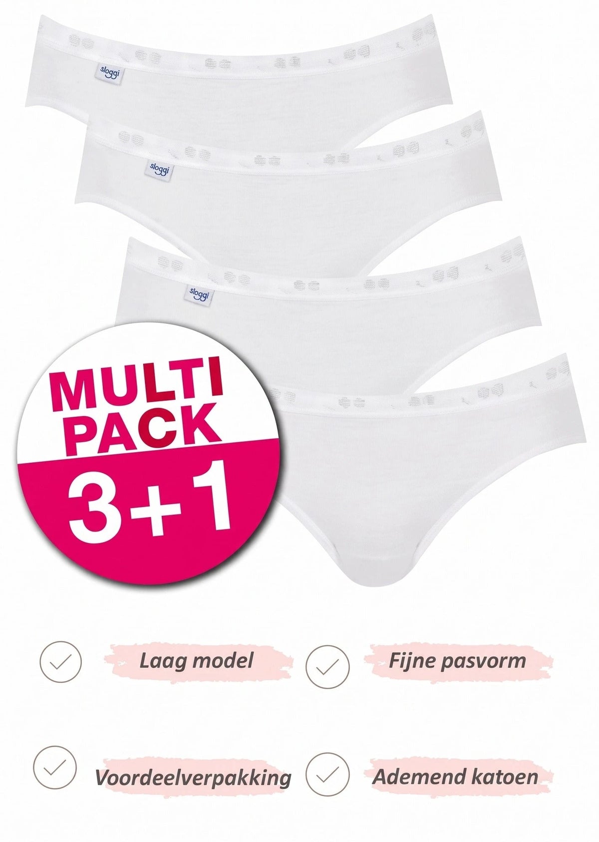 Sloggi Sloggi 4-pack Basic Mini dames slips (3+1 Gratis)