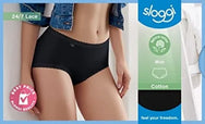 Sloggi Sloggi dames 24/7 kanten midi heup slip - Natural Katoen