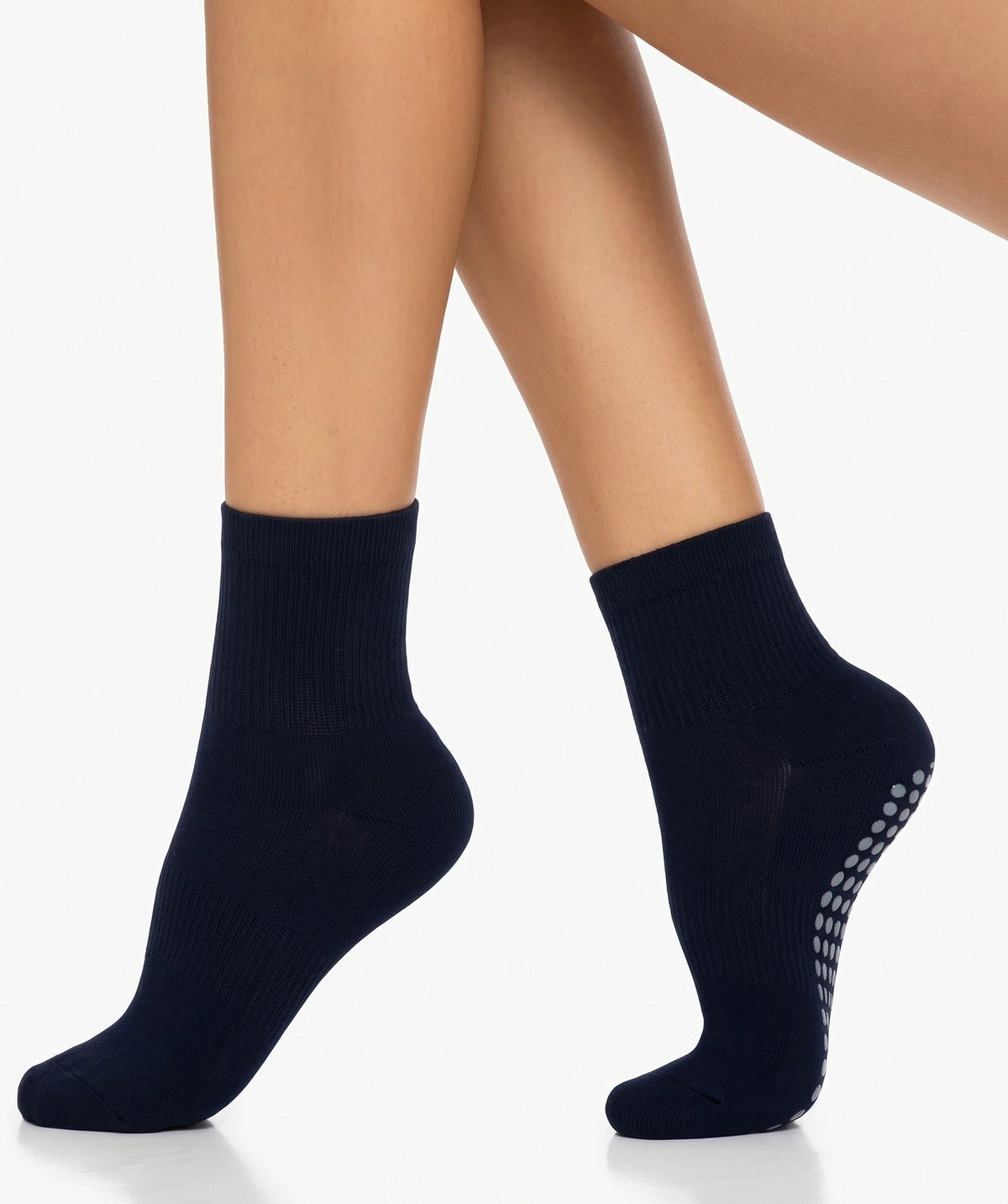 Donkerblauw | voor | Vooraanzicht, donkerblauw – Basset Antislip sokken met ABS noppen 1 paar - 2