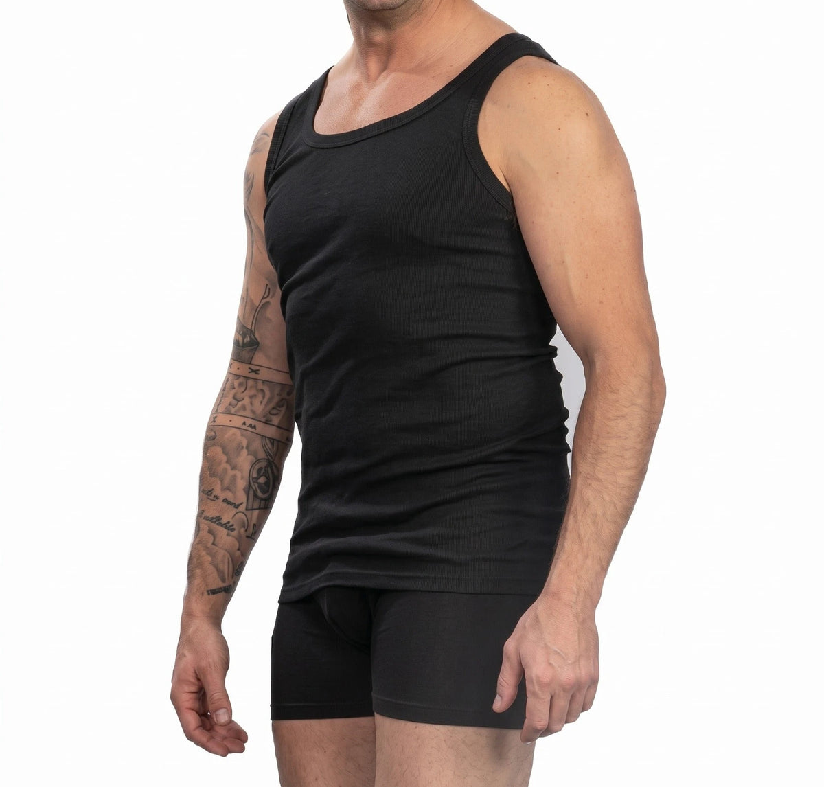 Stoopen HL-tricot heren onderhemd zwart