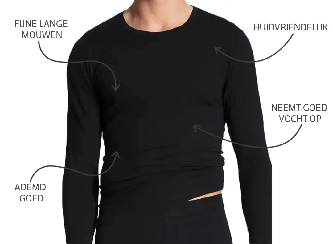 Stoopen HL-tricot heren ondershirt Lange mouw zwart