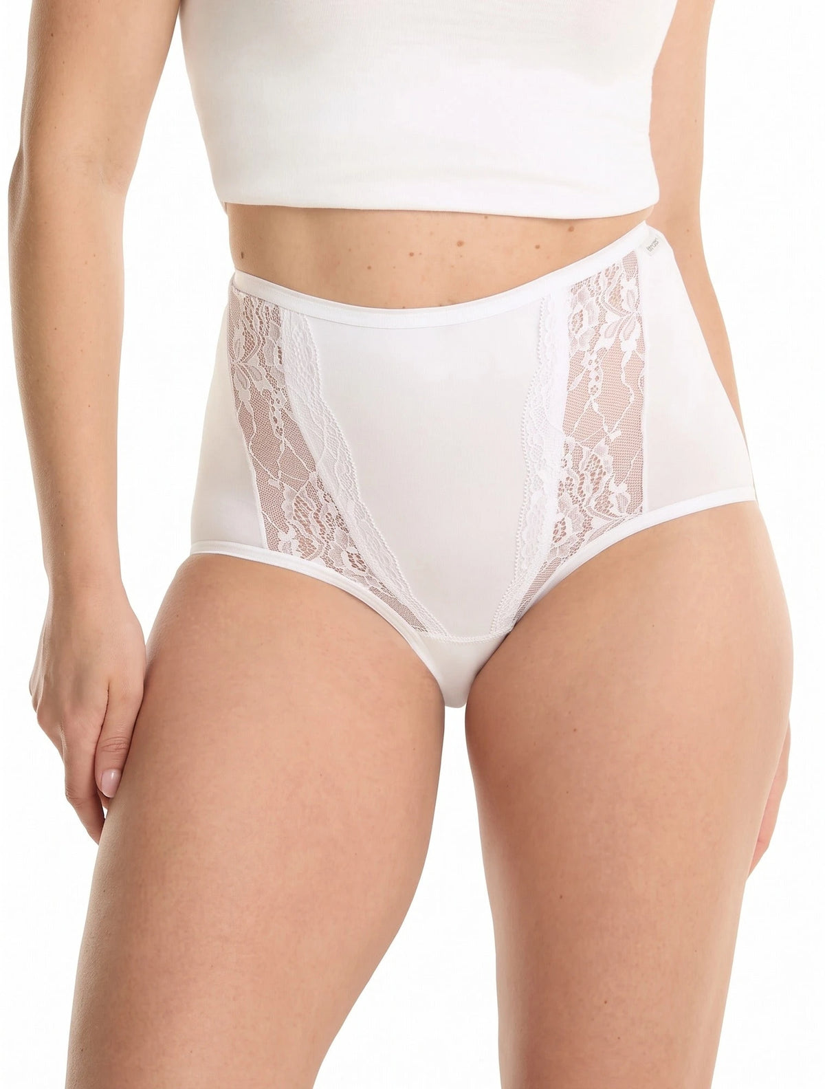 Wit | voor | Vooraanzicht, wit – Ten Cate dames High Waist Lace - Kanten dames taille slip