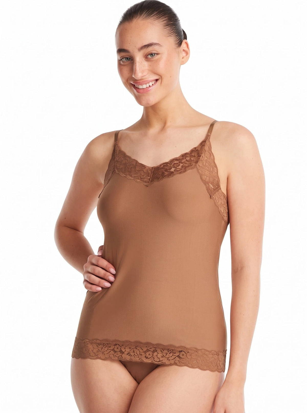 Ten cate Ten Cate Secrets kanten dames hemd Spaghetti - Hazelnoot