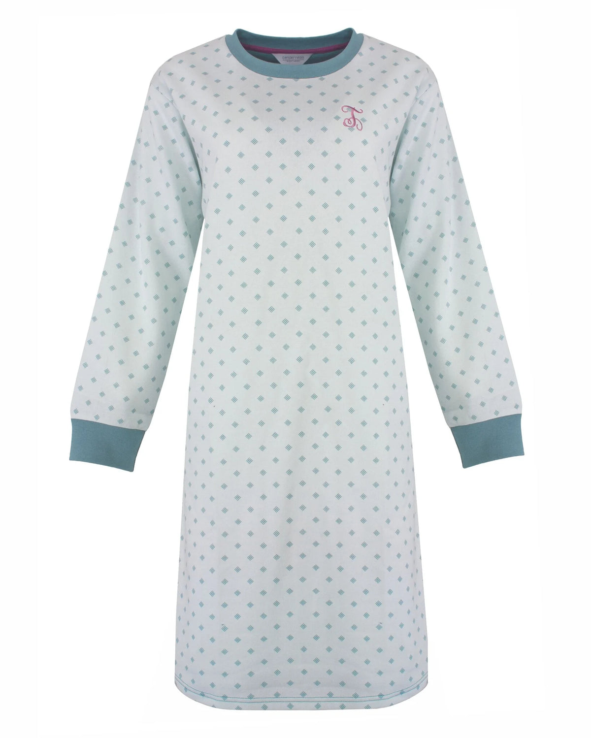 Tenderness fleece dames nachthemd lange mouw - Cameo Blue