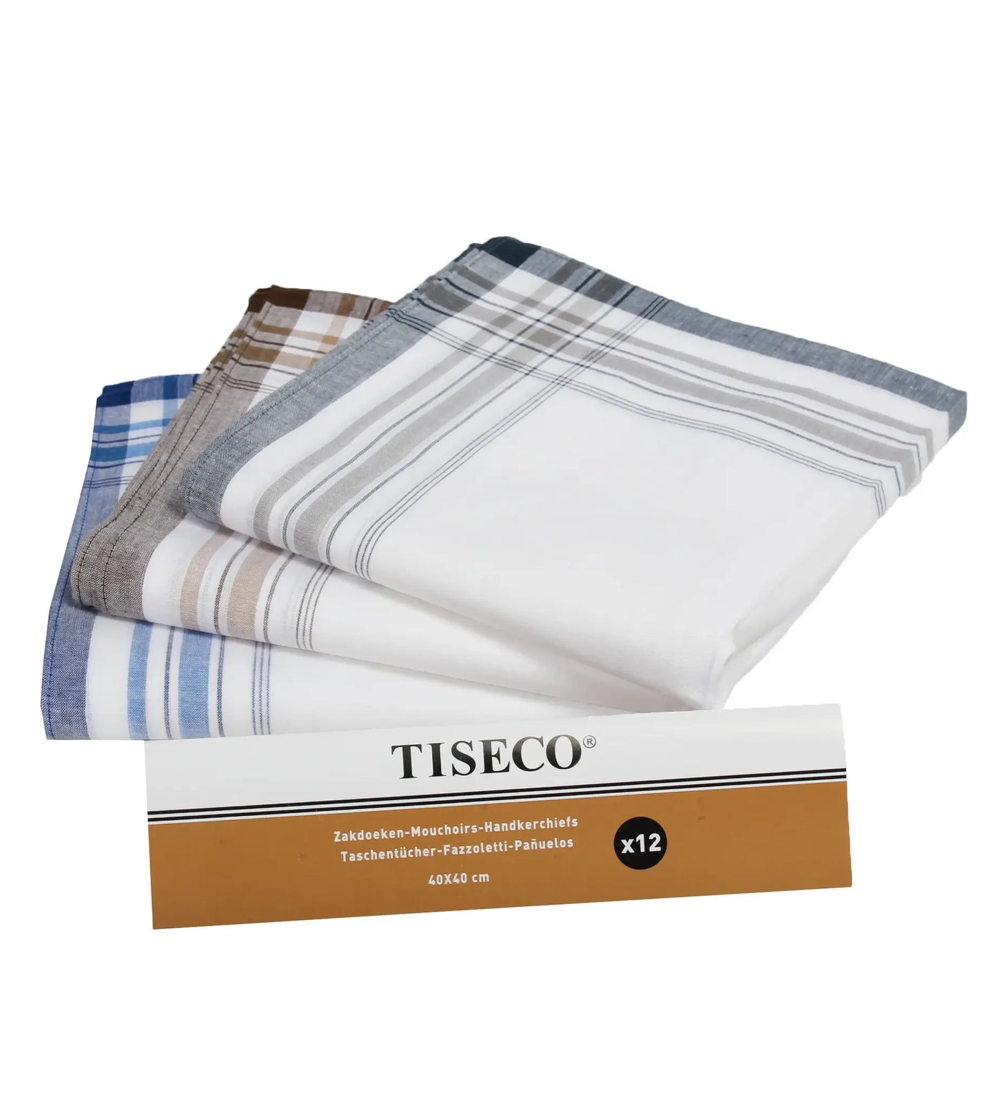 Tiseco Tiseco12 stuks heren zakdoeken - White Summer 40x40 cm