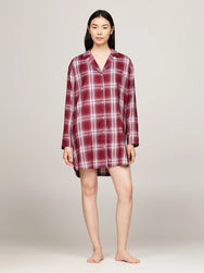 Tommy Hilfiger Tommy Hilfiger Dames flanellen nachthemd lange mouw - Ruit Rood